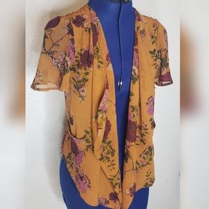 Beaded Open Orange Blouse